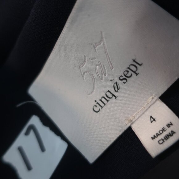 Womens Cinq A Sept 5a7 Navy Blue, Cream Ribbed Sleeve Blazer 4 - Picture 8 of 8